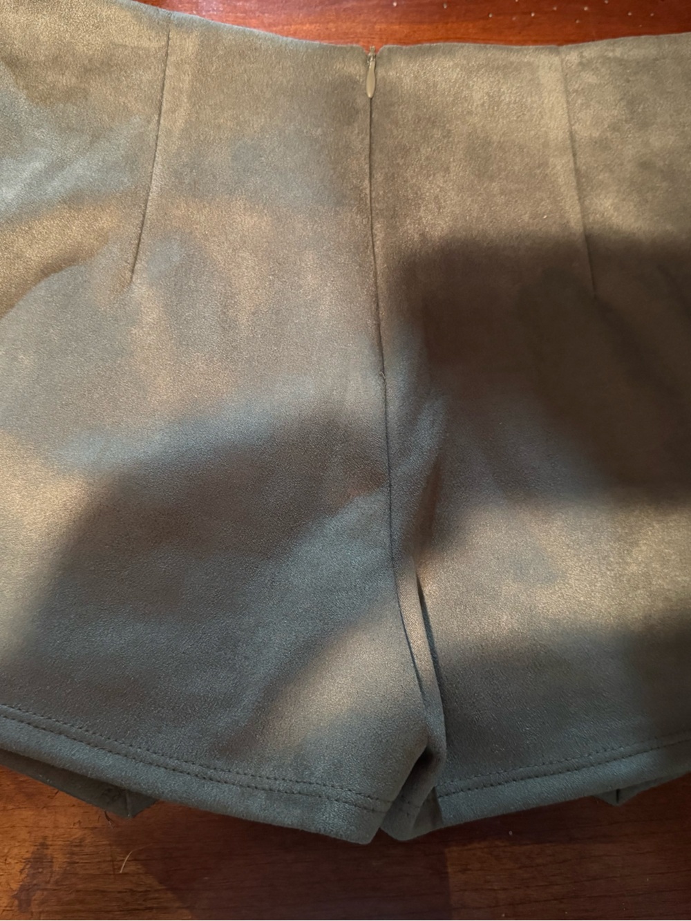 Blue Blush Olive Green Suede-Look Mini Skirt